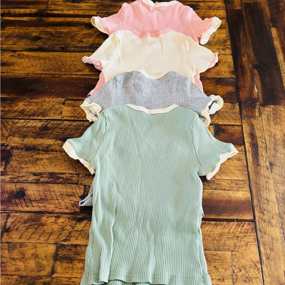 SHEIN Kids Ribbed Tee with Ruffle Trim - Picture 4 of 7
